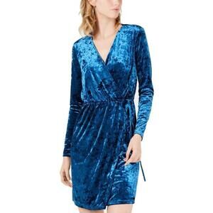 Bar III Womens Crushed Velvet Wrap Dress Size XL